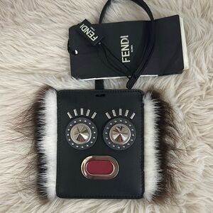 Fendi Black and White Fur Luggage/Bag Charm